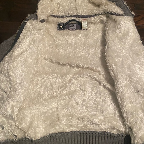 Energie Grey Hooded Sweatshirt, Size L Cotton Sherpa interior, Superb condition - Picture 5 of 6